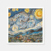 Vrolijke kerst Sterrennacht na Van Gogh Servetten (Voorkant)