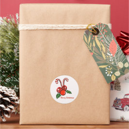 Vrolijke kerst Sticker - Candy Canes & Holly
