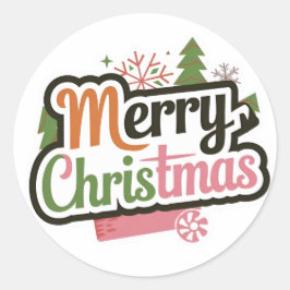 Vrolijke kerst Sticker: klassieke ronde Stickers