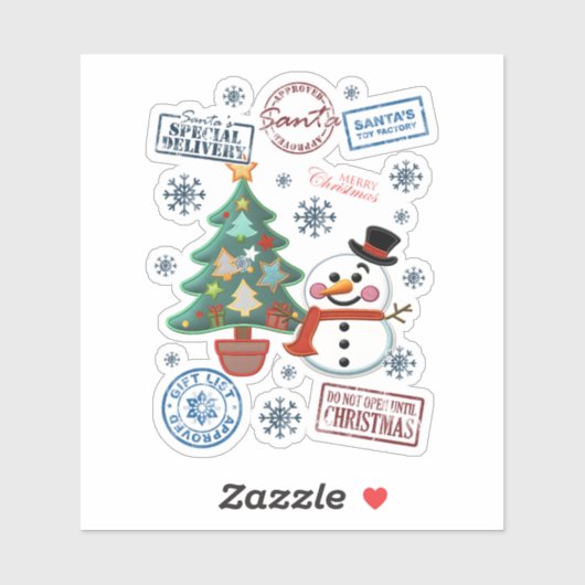 Vrolijke Kerst stickers voor de winter (Vel)