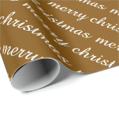 VROLIJKE KERST STIJLVOLLE MODERNE BRUINE KLEUR CAD CADEAUPAPIER (Rol Hoek)