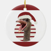 Vrolijke kerst struisvogel met kerstmuts keramisch ornament (Achterkant)