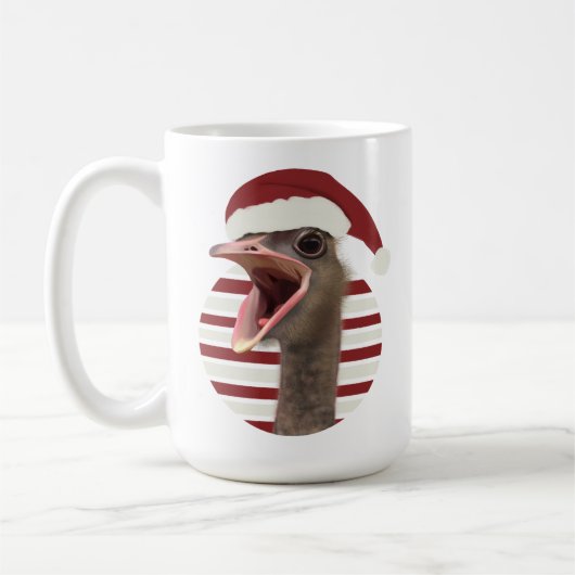 Vrolijke kerst struisvogel met kerstmuts koffiemok (Links)