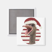 Vrolijke kerst struisvogel met kerstmuts magneet (Voorkant / Achterkant)