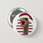 Vrolijke kerst struisvogel met kerstmuts ronde button 5,7 cm (Voorkant /achterkant)