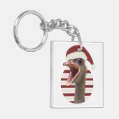Vrolijke kerst struisvogel met kerstmuts sleutelhanger (Voorkant Links)