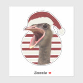 Vrolijke kerst struisvogel met kerstmuts sticker (Vel)