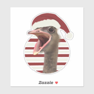 Vrolijke kerst struisvogel met kerstmuts sticker