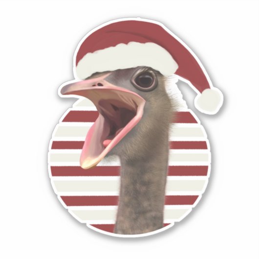 Vrolijke kerst struisvogel met kerstmuts sticker (Voorkant)