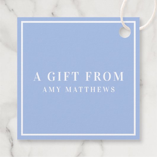 Vrolijke kerst swag met blauwe boog bedankjes labels (Achterkant)