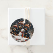 Vrolijke kerst teckel honden Sneeuwman Bedankjes Labels (In situ)