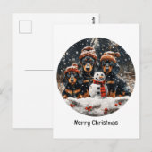 Vrolijke kerst teckel honden Sneeuwman Briefkaart (Voorkant / Achterkant)