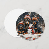 Vrolijke kerst teckel honden Sneeuwman Feestdagenkaart (Voorkant / Achterkant)
