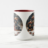 Vrolijke kerst teckel honden Sneeuwman Mok (Midden)