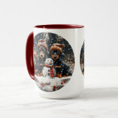 Vrolijke kerst teckel honden Sneeuwman Mok (Voorkant links)