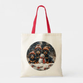 Vrolijke kerst teckel honden Sneeuwman Tote Bag (Achterkant)