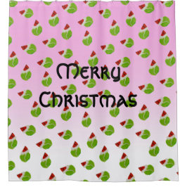 Vrolijke kerst tennisballen met Santa Hats Douchegordijn