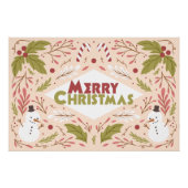 Vrolijke Kerst Typografie Snowman Floral Perfect Poster (Voorkant)