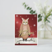 Vrolijke kerst uil rood feestdagenkaart (Staand voorkant)