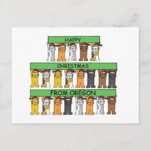 Vrolijke kerst uit Oregon, Cats in Santa Hats. Feestdagenkaart
