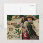 Vrolijke Kerst Victoriaans Familie en Dorp Feestdagenkaart (Voorkant / Achterkant)