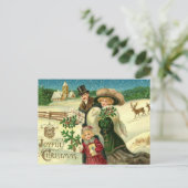 Vrolijke kerst vintage kerst Briefkaart (Staand voorkant)