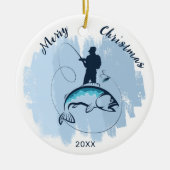 Vrolijke kerst visser vangen vis Ornament (Voorkant)