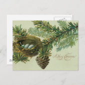 Vrolijke kerst vogel eieren feestdagenkaart (Voorkant / Achterkant)