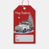 Vrolijke Kerst  Vrachtwagen Vakantie Cadeaulabel (Voorkant)