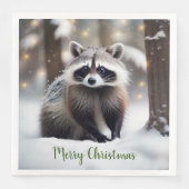 Vrolijke Kerst wasbeer papier servetten (Voorkant)