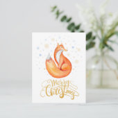 Vrolijke kerst Waterverf Fox en Snowflakes Kaart (Staand voorkant)