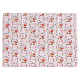 Vrolijke kerst Waterverf kabouter en paddenstoelen Groot Cadeauzakje