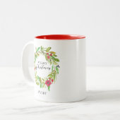 Vrolijke kerst Waterverf krans Custom Tweekleurige Koffiemok (Voorkant links)