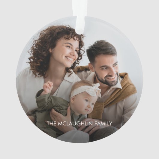 Vrolijke kerst Waterverf krans Familie Foto Ornament (achterkant)