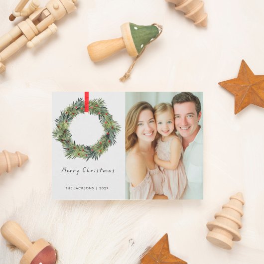 Vrolijke kerst Waterverf krans Feestdagenkaart