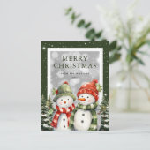 Vrolijke kerst Waterverf Snowman Feestdagenkaart (Staand voorkant)