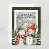 Vrolijke kerst Waterverf Snowman Feestdagenkaart (Voorkant / Achterkant)