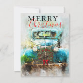 Vrolijke kerst  Waterverf Truck Kaart (Voorkant)