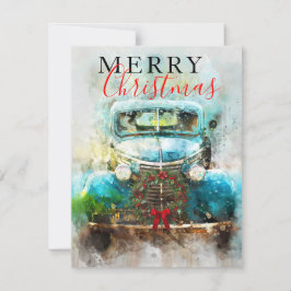 Vrolijke kerst  Waterverf Truck Kaart