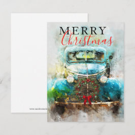 Vrolijke kerst Waterverf Truck Kaart