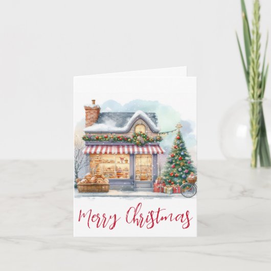 vrolijke kerst Waterverf winterscène Feestdagen Kaart (Voorkant)