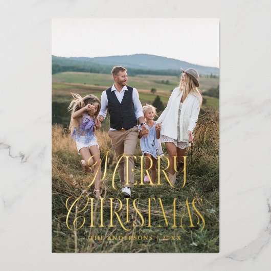 Vrolijke kerst  wervelfoto folie feestdagenkaart (Voorkant)