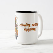 Vrolijke kerst  Yellow Truck Tweekleurige Koffiemok (Voorkant rechts)