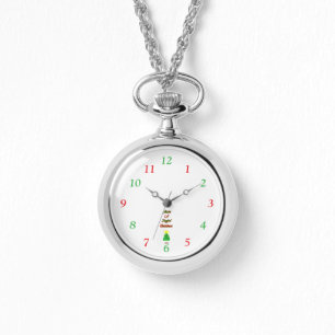 Vrolijke kerst zilveren Ketting horloge