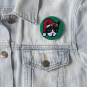 Vrolijke Kerst Zwart-witte Kat Ronde Button 5,7 Cm (In situ)