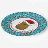 Vrolijke kerstaardappel met een kersthat papieren bordje (Gekanteld)