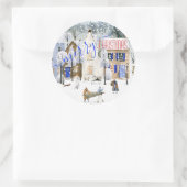 Vrolijke kerstavond Snowy Winter Scene 2 Ronde Sticker (Tas)