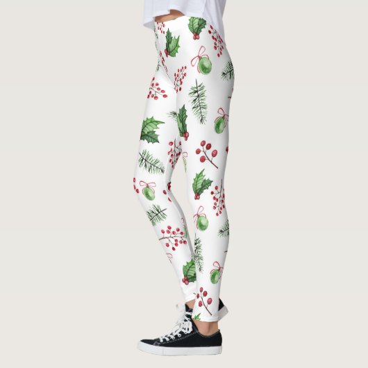 Vrolijke kerstballen Holly Berries Pine Leggings (Links)