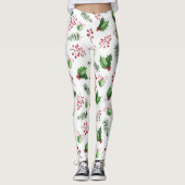 Vrolijke kerstballen Holly Berries Pine Leggings (Voorkant)