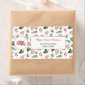 Vrolijke kerstballen Holly Berries Pine Monogram Etiket (Insitu)